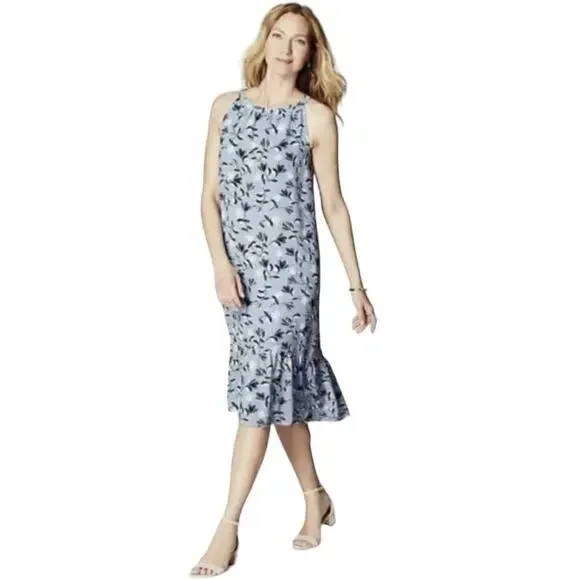J. Jill Sky Blue Breeze Flounce Hem Maxi Dress Women Size M NWT $119 - Picture 1 of 15